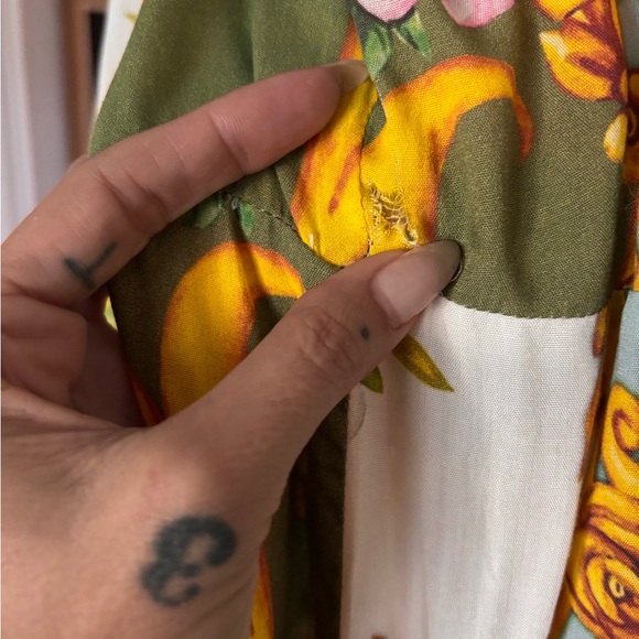 Floral Kimono House Coat with Pink Tie and Beading - Picture 7 of 9